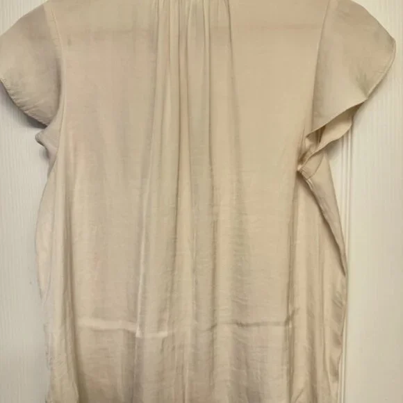 Rachel Zoe Cream Ruffle Mock Neck Blouse | Small - Picture 4 of 9
